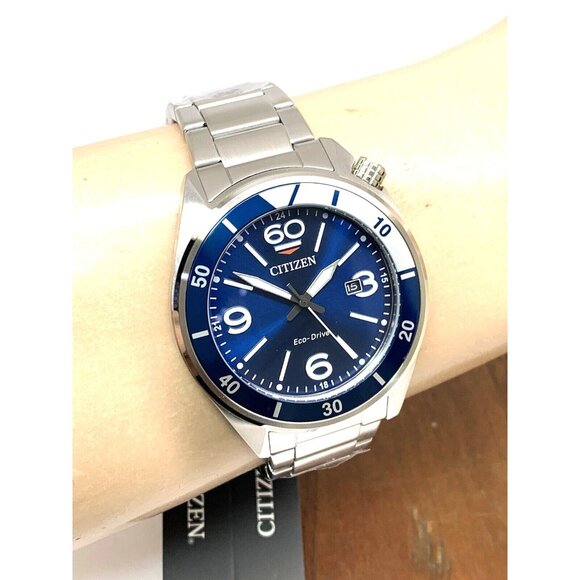 Citizen Men's Watch AW1711-52L Eco Drive Blue Dial Silver Stainless Steel 44mm - Picture 12 of 15